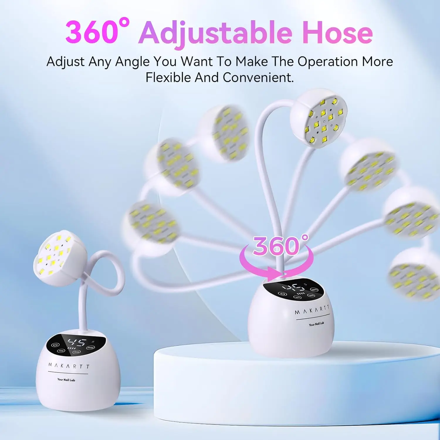مصباح أظافر LED بالأشعة فوق البنفسجية من Makartt - ضوء الأشعة فوق البنفسجية معقوفة لأظافر الجل شيري اللاسلكي USB 39 وات مصباح جل LED مع 4 مرات وتلقائي