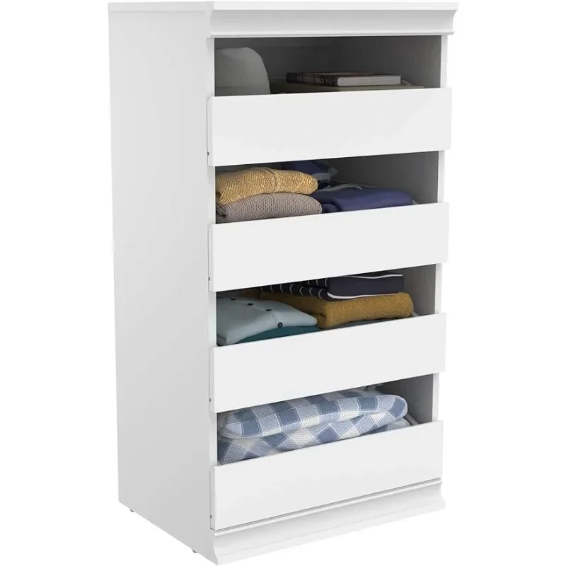 

Modular Storage Unit with 4 Drawers, Wood Closet Organizer, Stacking, Full Backer, Storage, Mounted Closet Systems