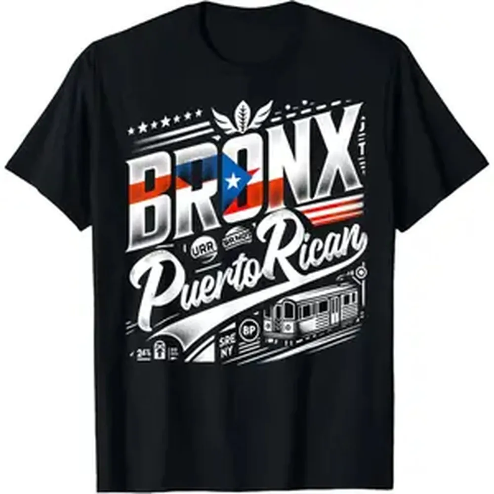 [Bronx Puerto Rican Pride Tee] 100% Cotton Bronx Puerto Rican Pride T-Shirt - Soft, Breathable, Cartoon Print Tee for Men - Machine Washable, Crew Neck, Short Sleeve