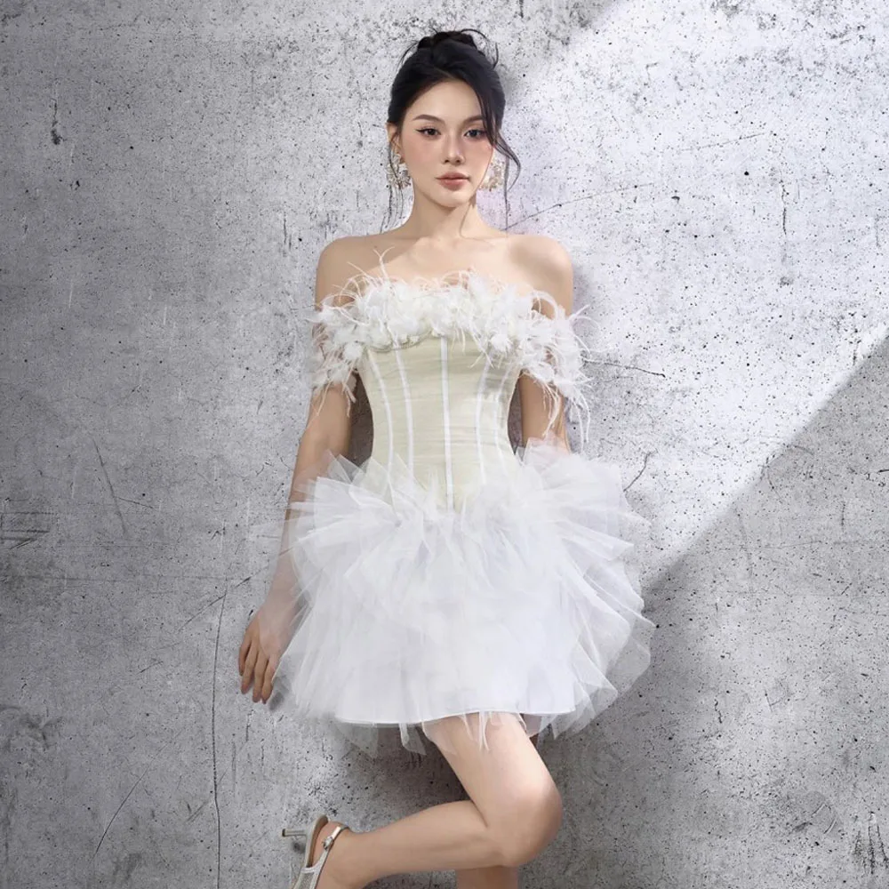 

Роскошное свадебное платье в стиле барокко с кружевом ручной работы и перьями, винтажное вечернее и коктейльное платье на заказ, летняя невеста