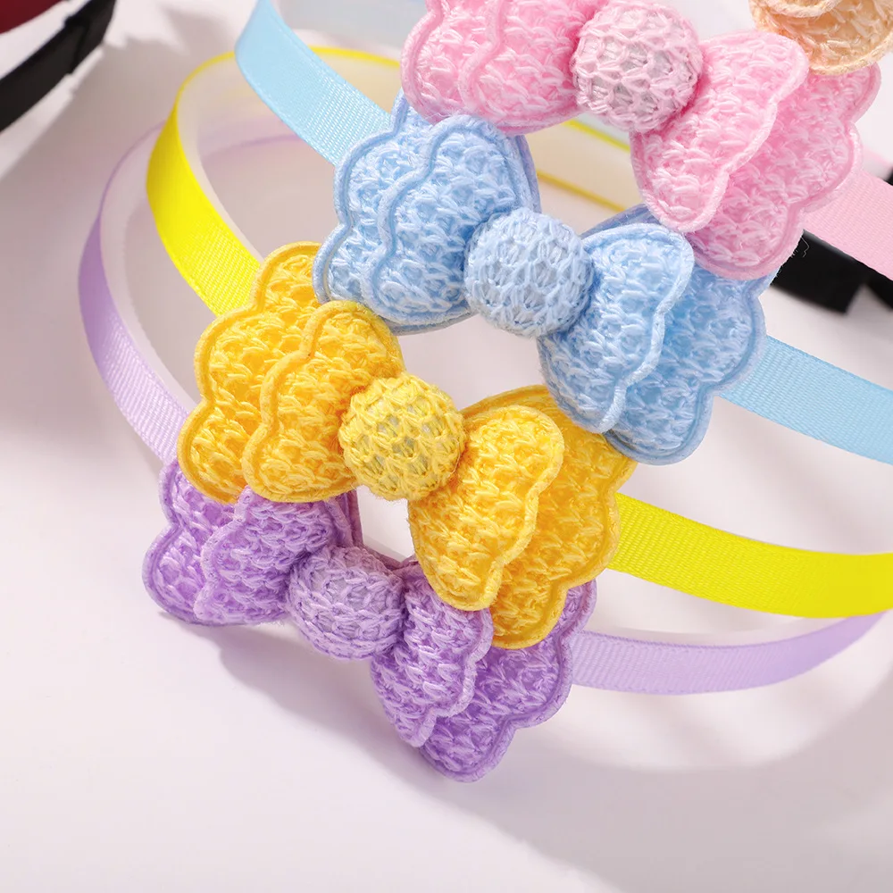 

New Crochet Bow Hairband Baby Girls Wool Knit Bow Hair Hoops Baby Girls Bowknot Hair Hoop Kids Headbands Party Gifts Headwear