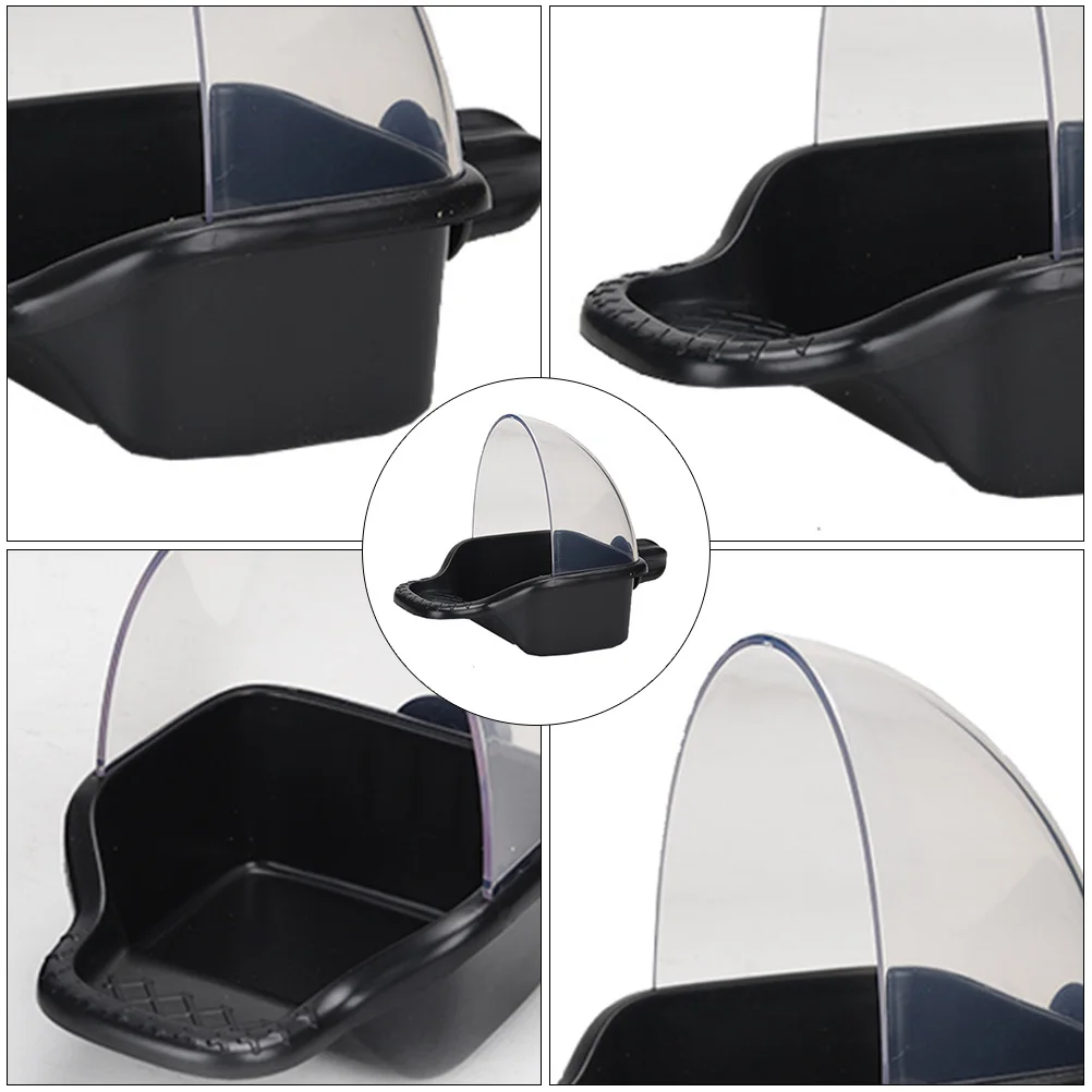 

Leak-proof Bird Food Cup Pet Basin Container Parrot Cage Bathing Tub Black Supplies Leakproof