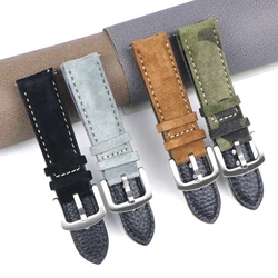 Vintage Suede Leathetr Watch Strap 18mm 19mm 20mm 22mm Handmade Watchband Grey Brown Replacement Belts for Watch Accessories