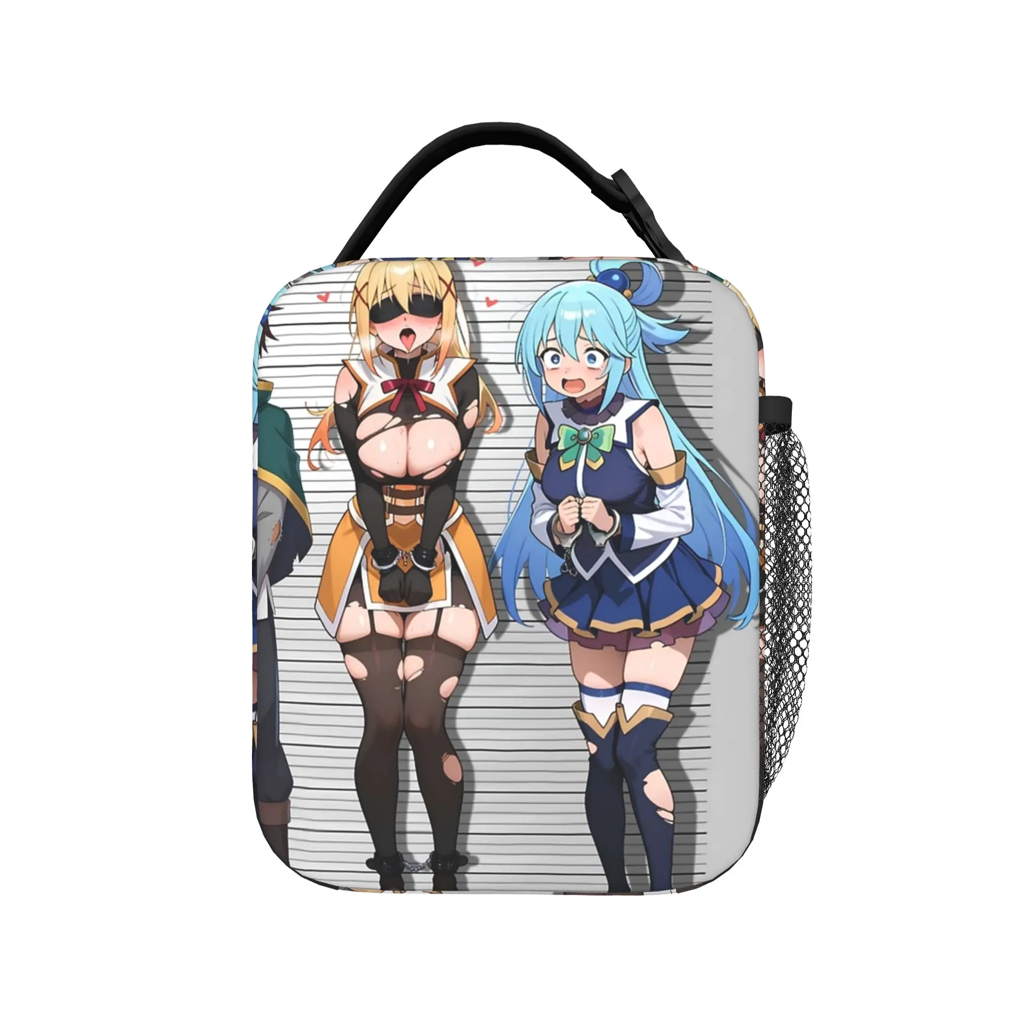 

Konosuba Getting Arrested Funny Meme Insulated Lunch Bag Cooler Bag Meal Container Portable Tote Lunch Box Food Storage Bags