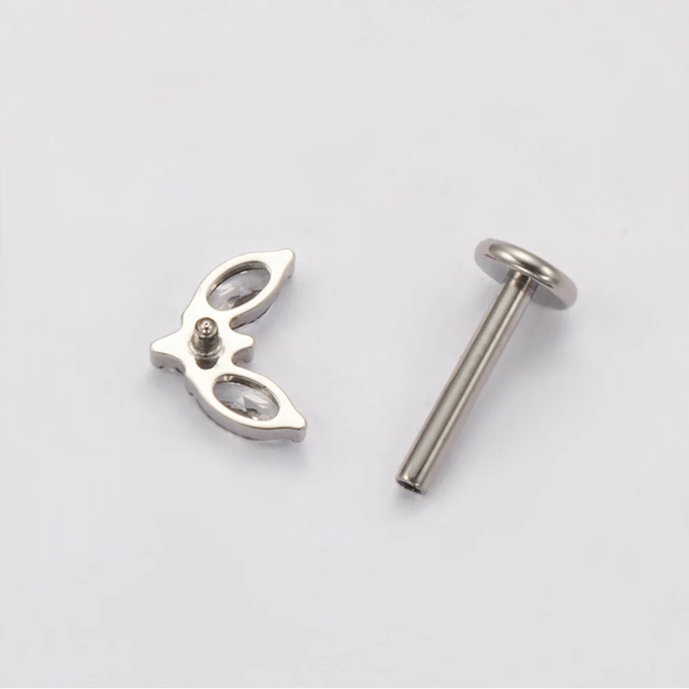PUTITUP F136 Titanium Alloy Hypoallergenic Horse Eye Zirconia Stud Earrings Fashion Anodised Ear Cartilage Piercing Jewellery
