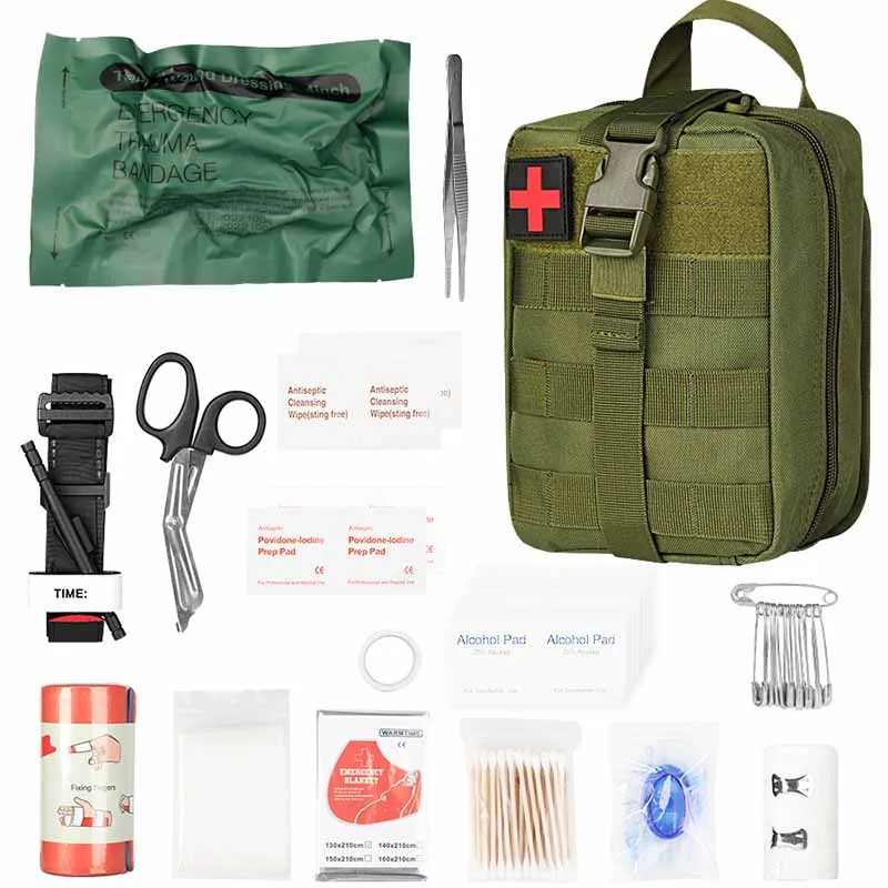 

Set Emergency Bag Rescue First Aid Kit Outdoor Trauma Medical Survival Gear Camping Tactical Bag Molle Car Travel Hiking