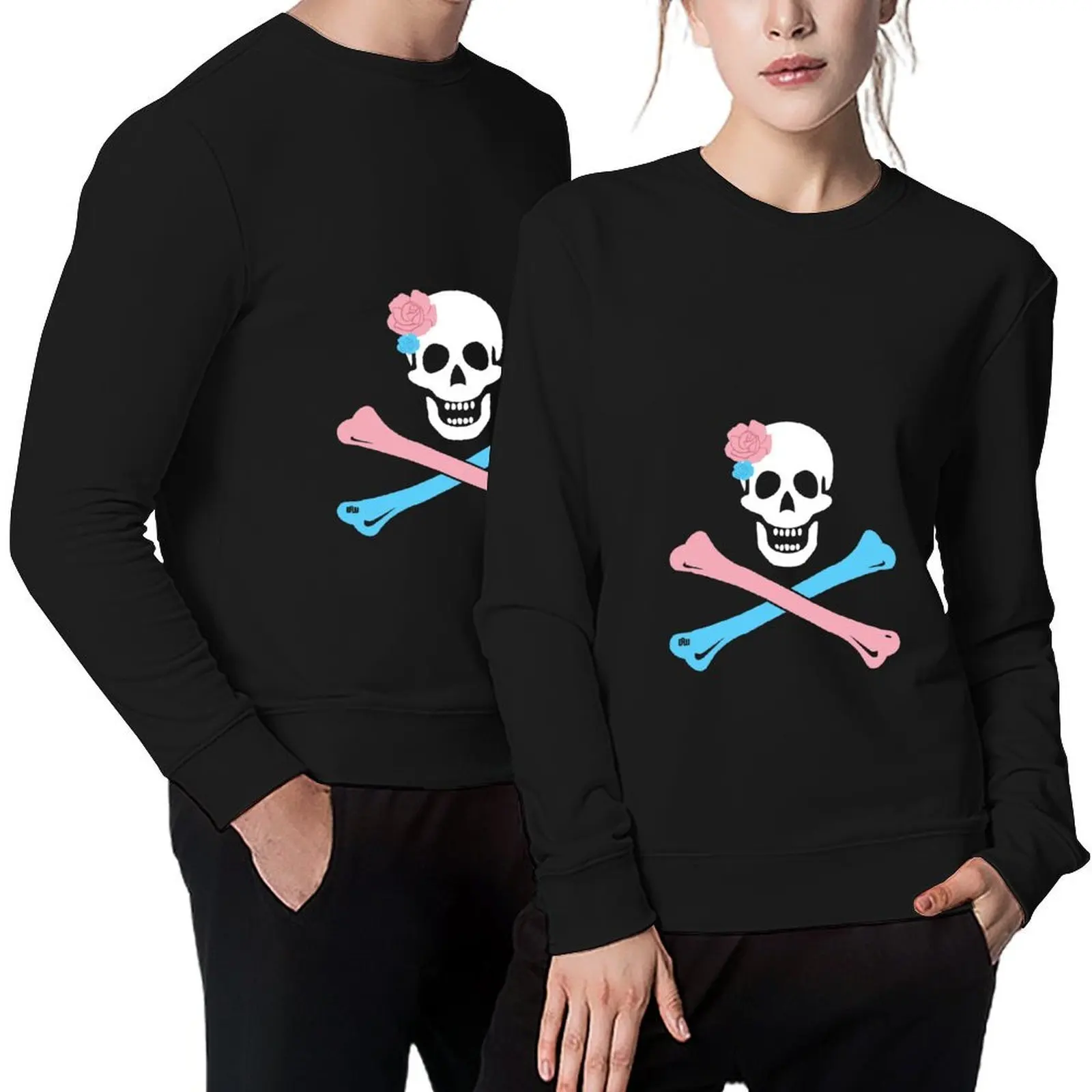 

Trans Pride Skull and Crossbones Pullover tracksuits men's sweat-shirt set male clothes fashion men graphic sweatshirts