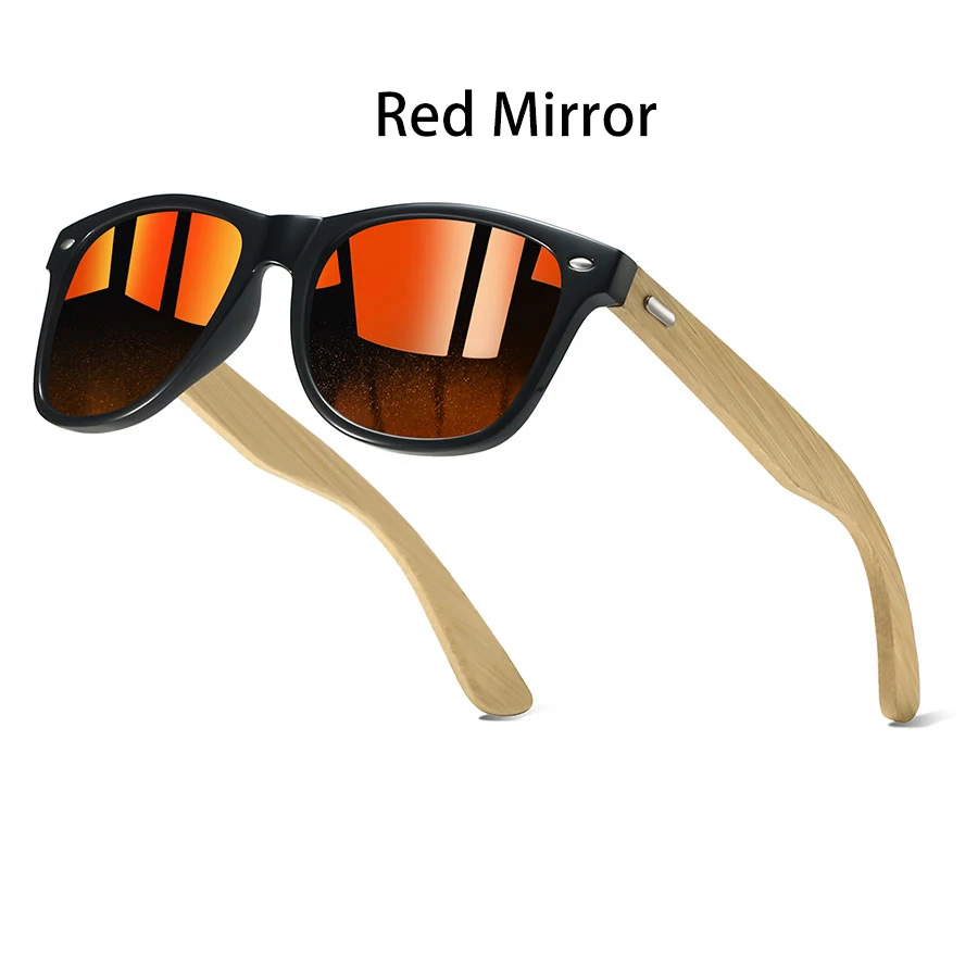Vintage Mode Eckige Sonnenbrille für Männer und Frauen Modische Bambus-Holz Luxusmarken-Designer-Brille zum Autofahren – Detail 5