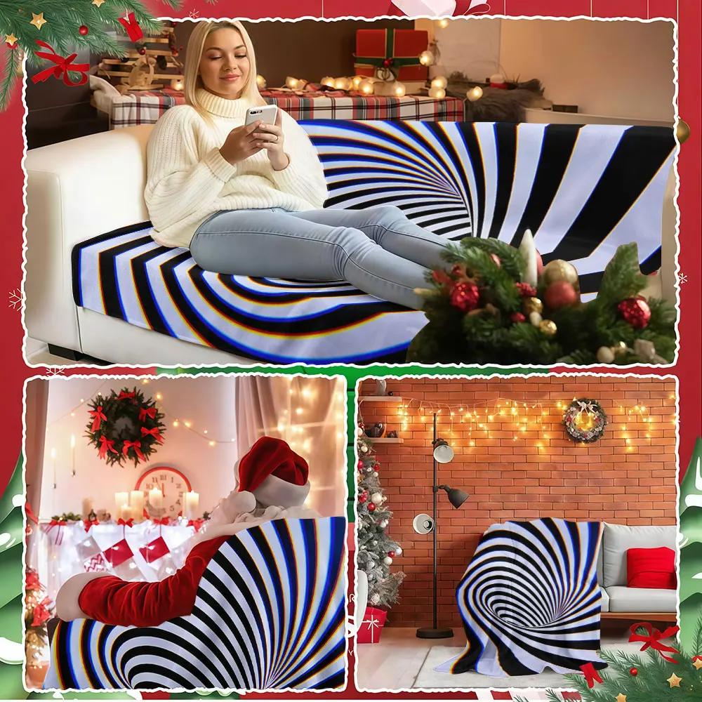 Optical Vortex Winter Summer Flannel Blanket Throw Fleece Soft Fuzzy Plush Cozy Fleece Blankets for Sofa Ideal Gifts