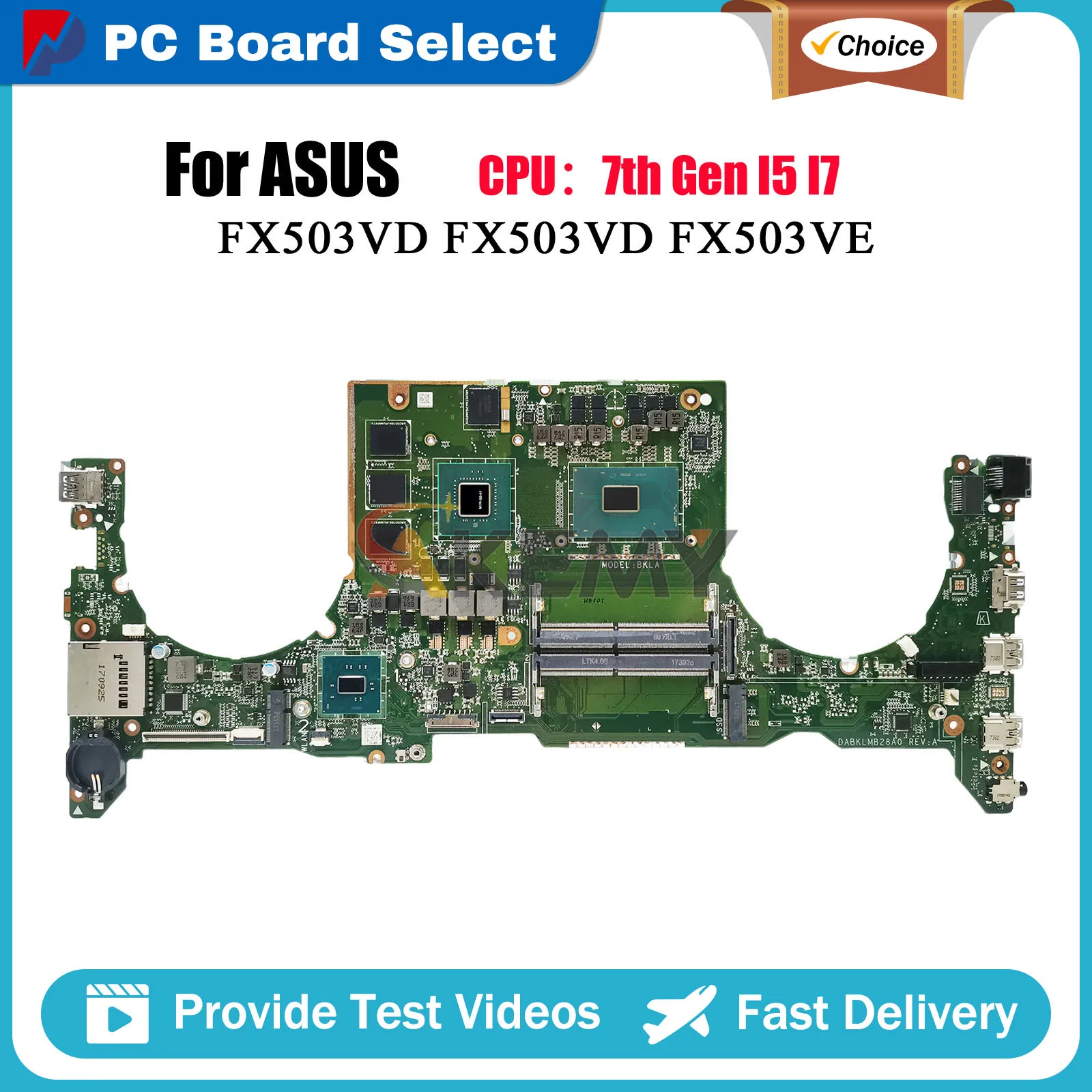 Placa Base para Laptop ASUS GL503VD FX63VD ZX63V S5A FZ63VD FX503V GL503V, Placa Principal FX503VD GTX1050 FX63V DABKLMB28A0, Probada