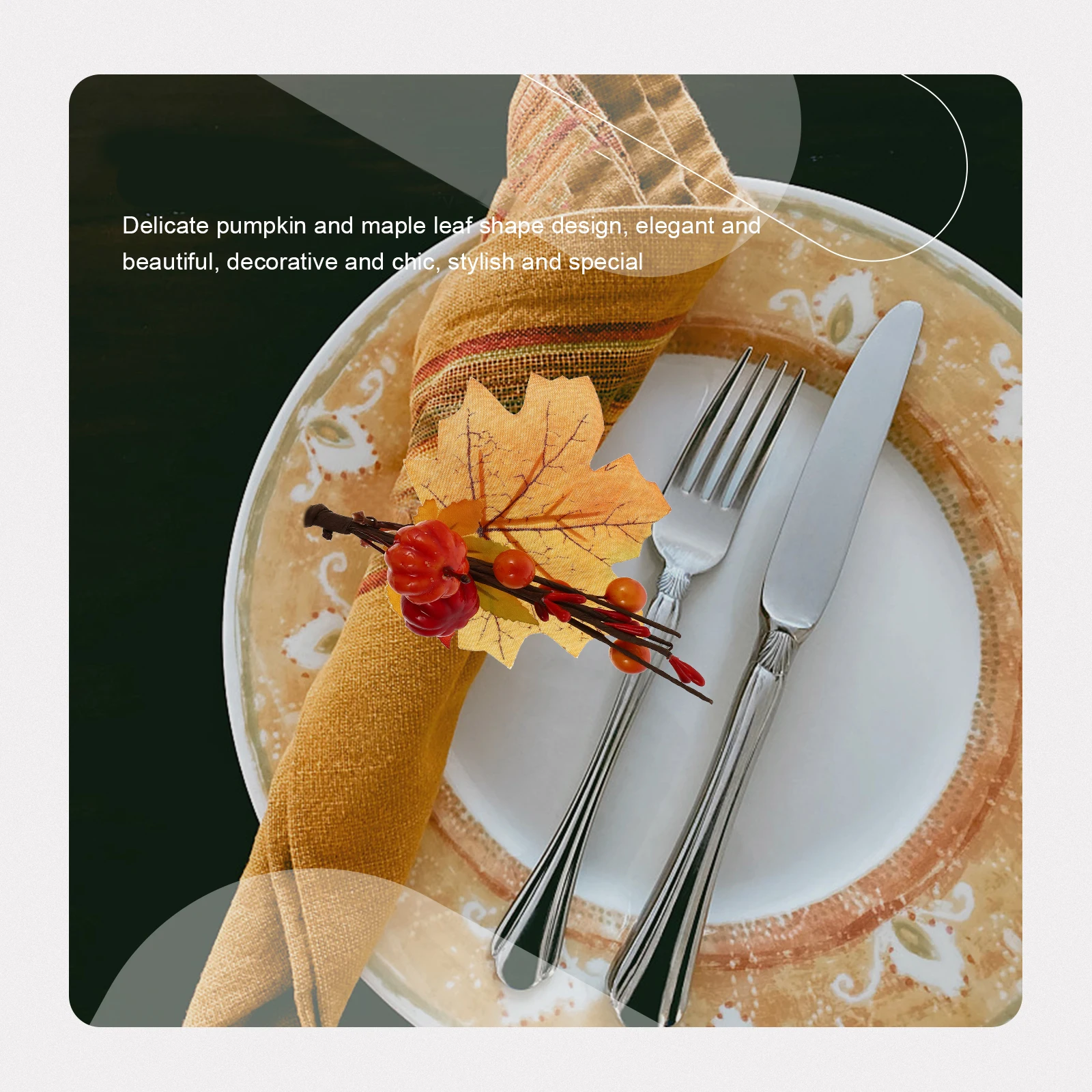 

4 Pcs Napkin Ring Harvest Pumpkin Rings Holder Maple Leaves Cloth Hollow Fall Decor