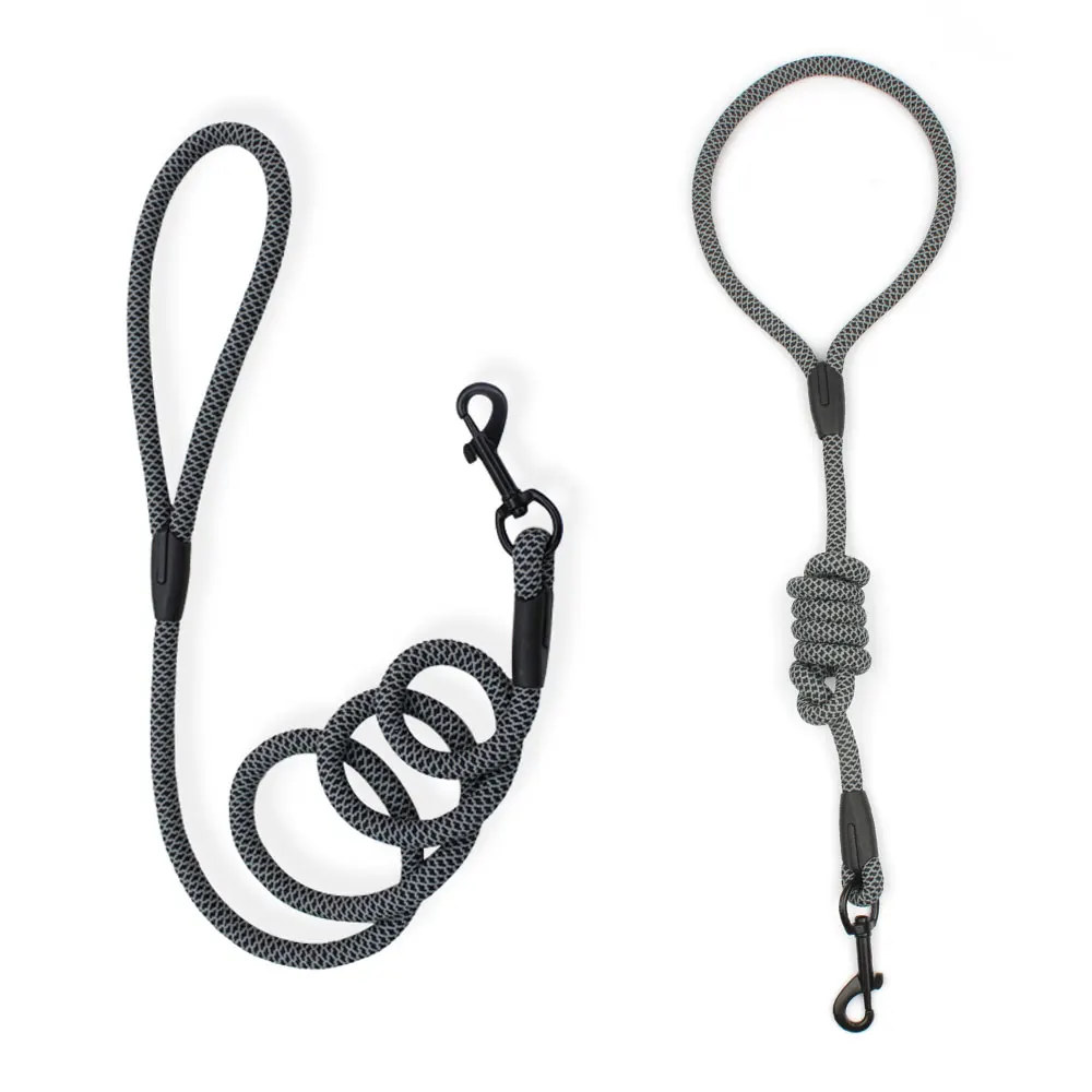 Pet Dog Boutique Lead Leashes For Small Medium And Large Dog Simple Grey Mesh Pattern Nylon Rope Suitable Dog Collar And Harness