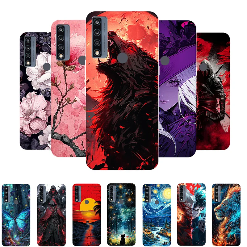 

For TCL 4X 5G Case Flowers Wolf Soft Silicone Phone Cover for TCL 4X 4 X 5G T601DL Coque TCL4X Shockproof Fundas
