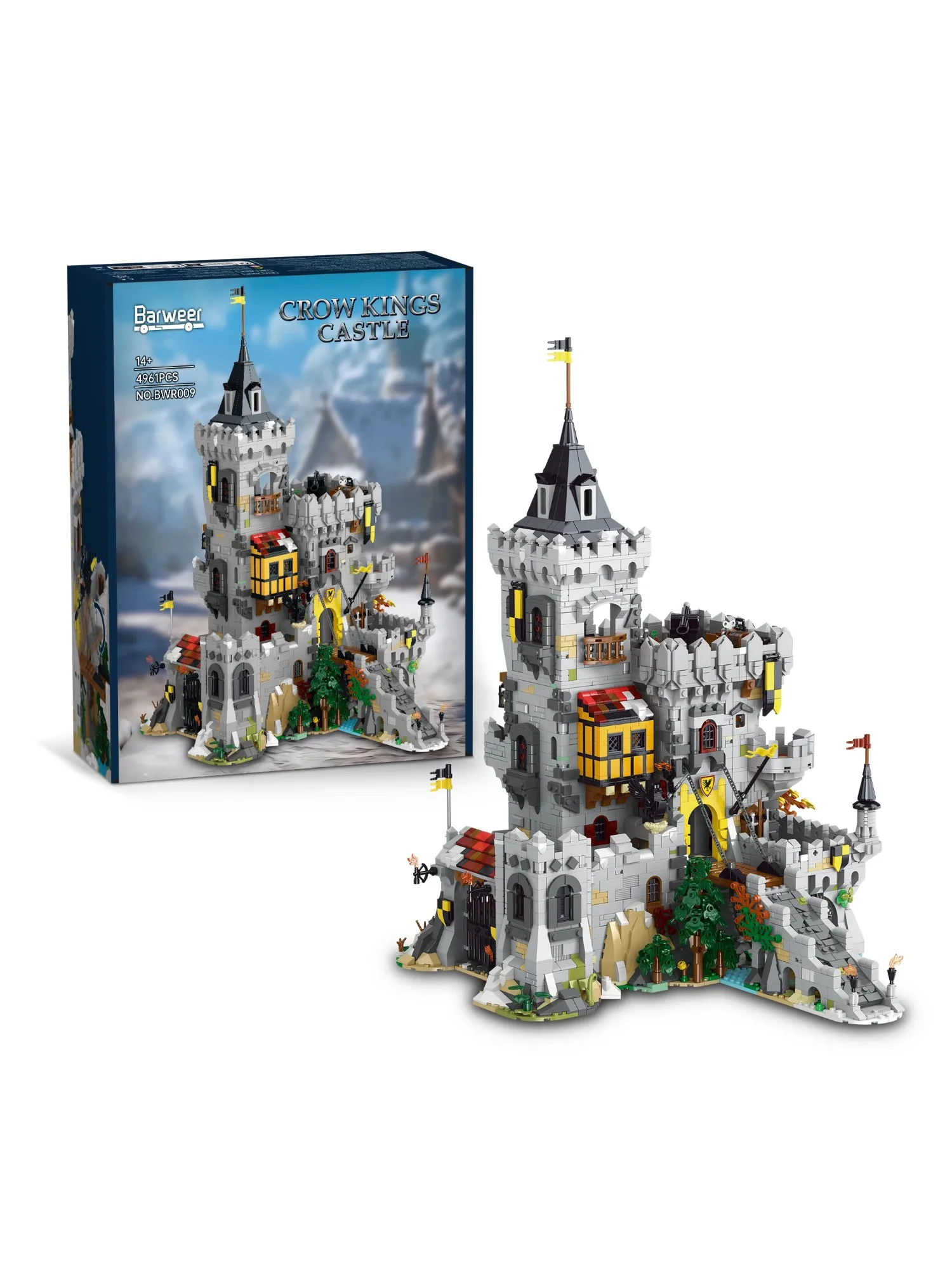 Crow Kings Castle Modulares Bausteine-Set - 4961 Teile Mittelalterliche Fantasy-Festung Konstruktions-Baustein-Modellbausatz, Aufwändiges DIY-Montage-Set mit Berg- und Turmdetails, Spielzeug für
