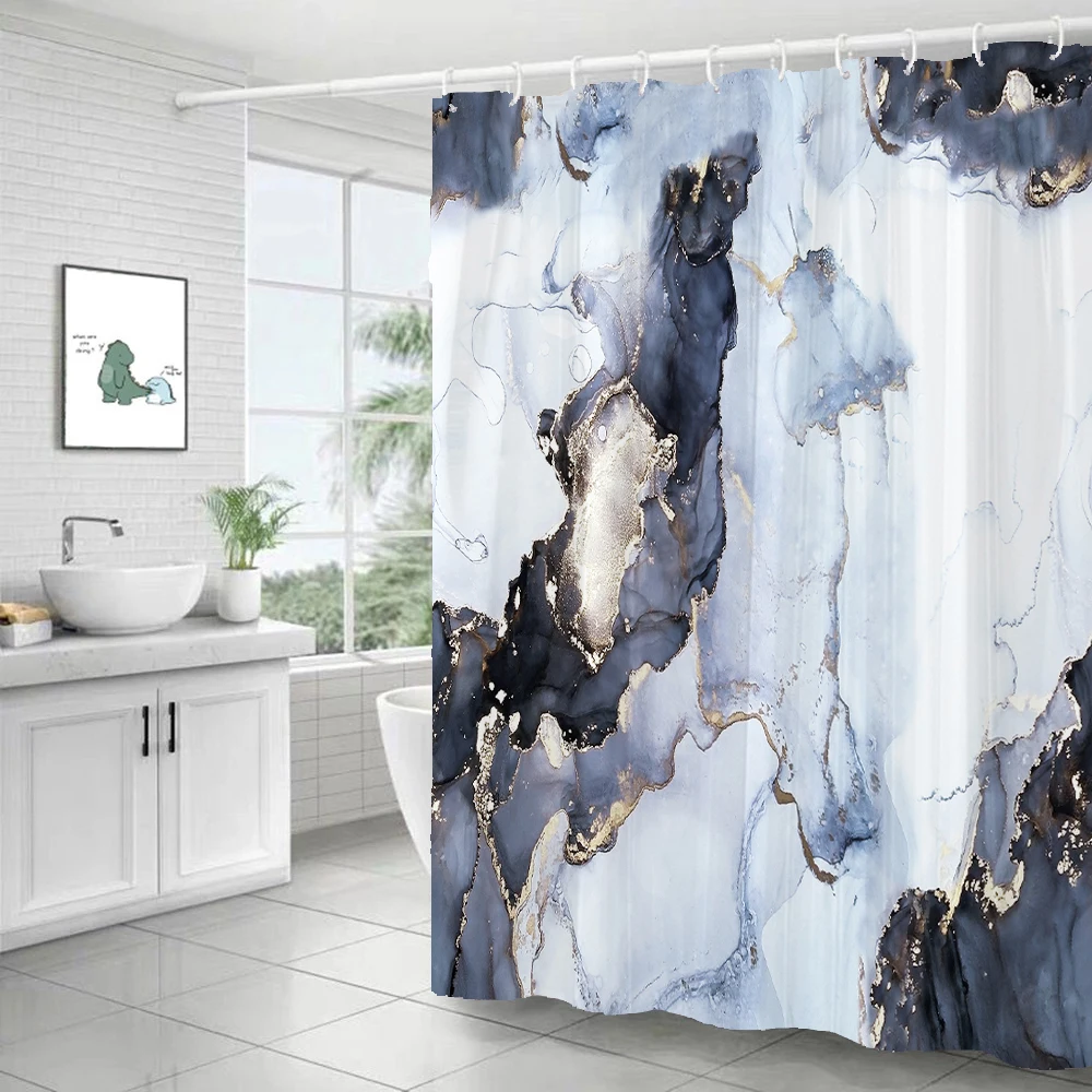 Colourful Gradient Marble Shower Curtain Boho Water-proof Polyester Shower Curtains Bathroom Bath Curtains Room Decor With Hooks