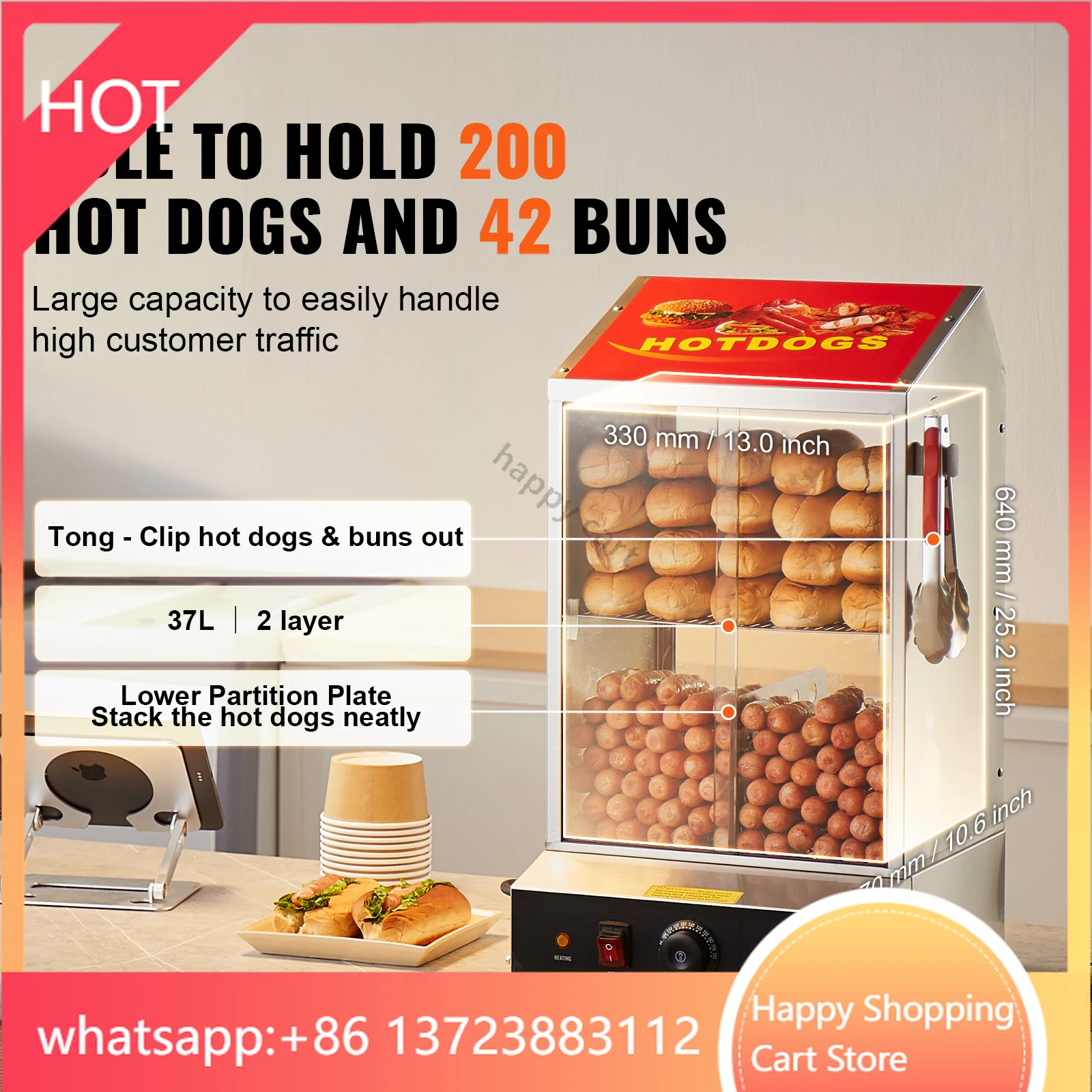36L 2-Tier Hot Dog …
