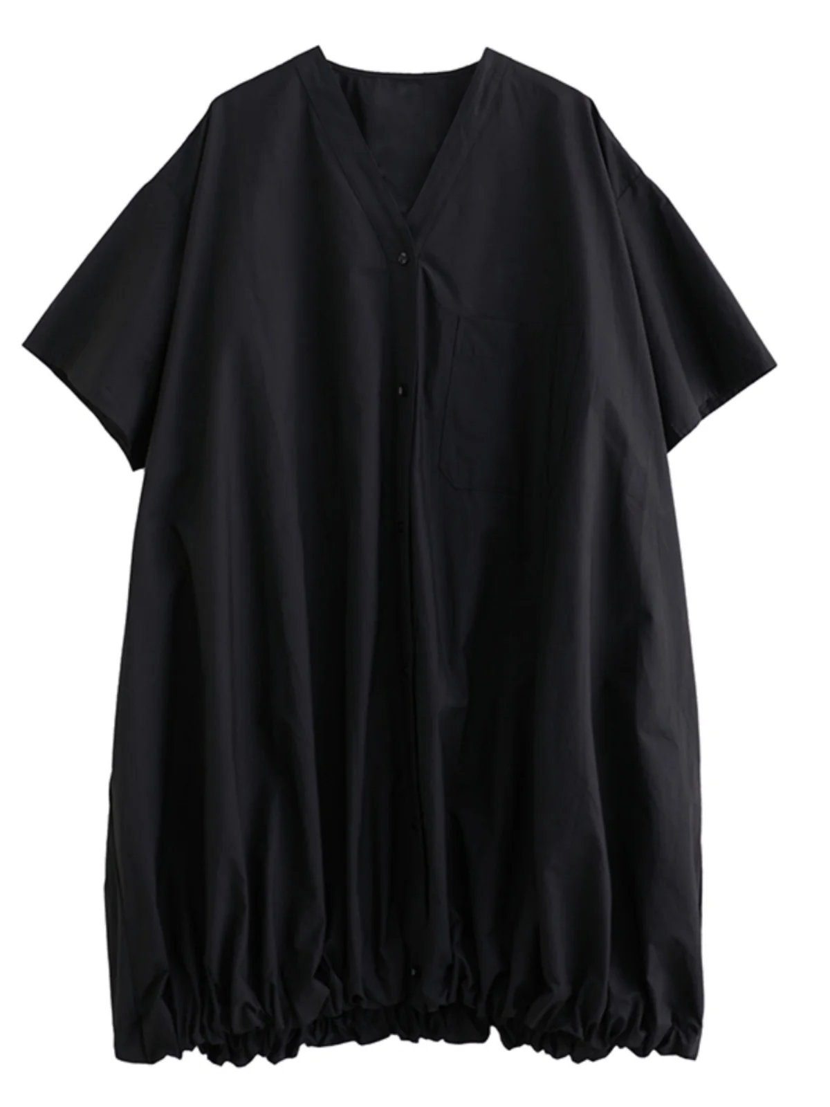 صيف جديد فضفاض V-ne irt Dr تصميم فني غير رسمي Faion Dr الكورية Sle مادة القطن ميدي تنورة زر واحد #5