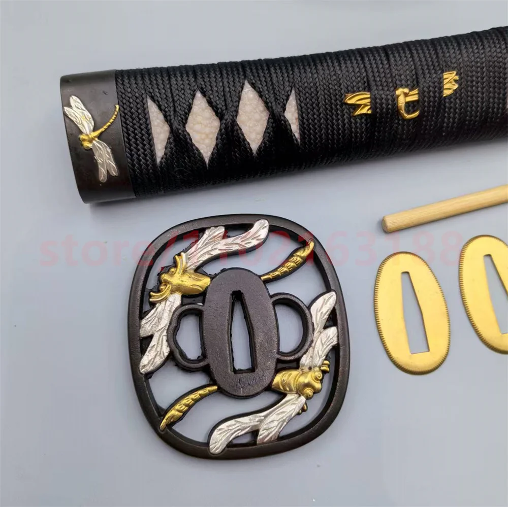Full Wrap Real Rayskin Tsuka Copper Tsuba Handguard Guard Brass Habaki Seppa For Japanese Real Japan Samurai Katana Sword Parts
