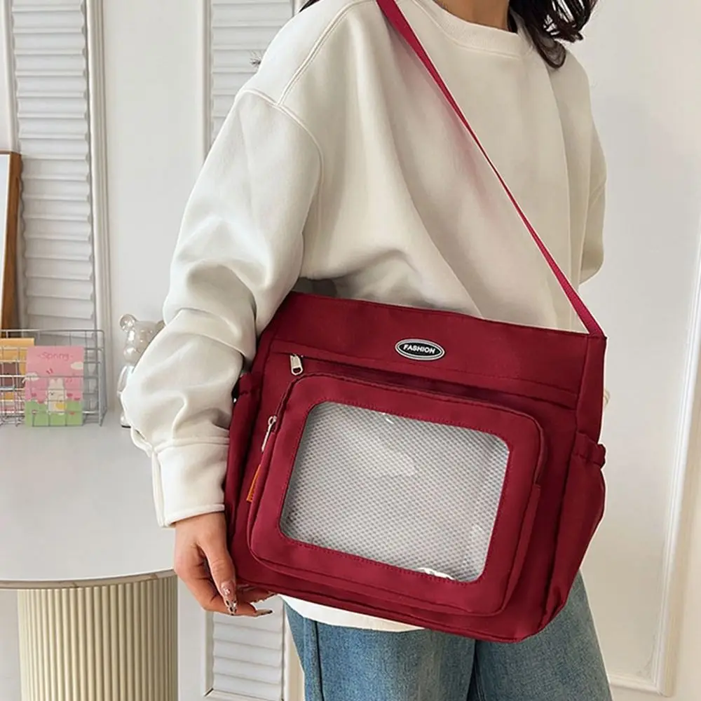 

Portable Zipper Bag Solid Color Itabag Nylon Idol Merchandise Storage Transparent Bags Wallet Cotton Doll Bag Shoulder Bag Men