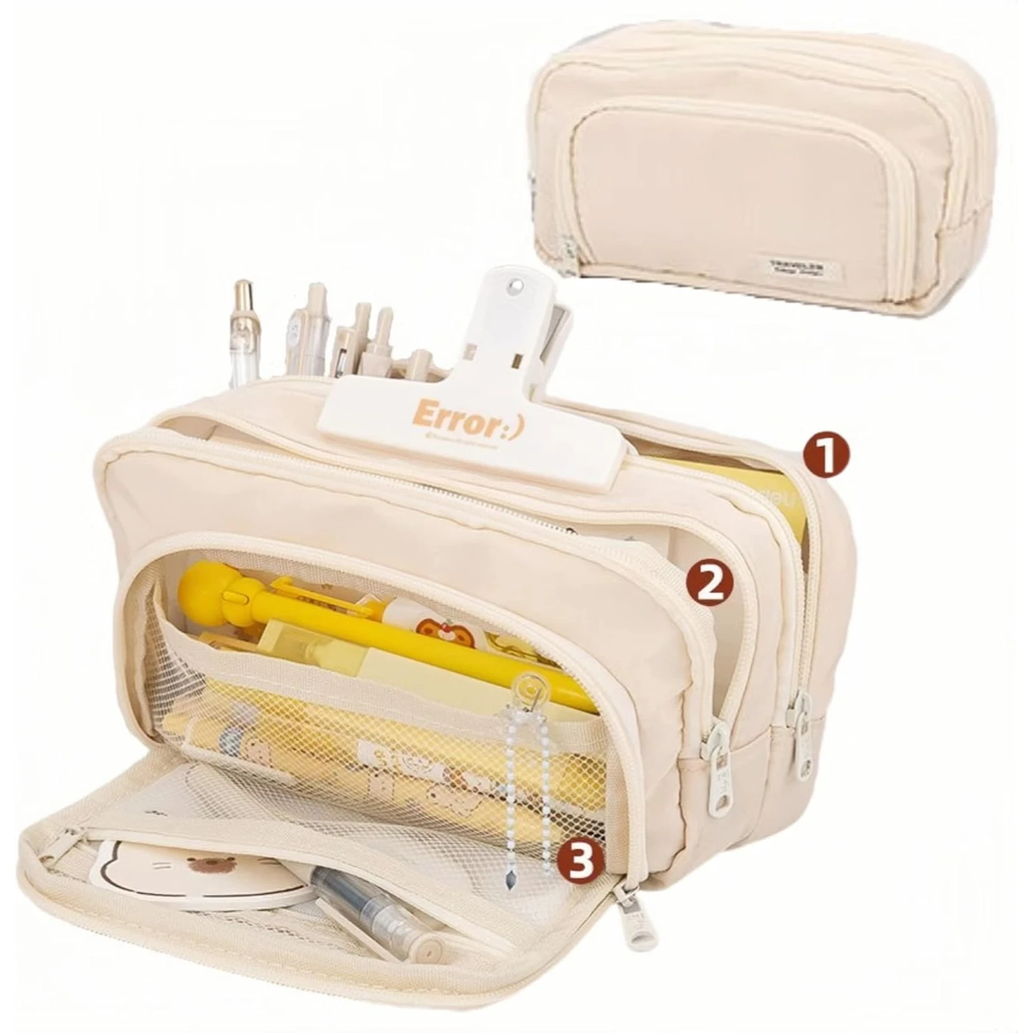 

Large Capacity Beautiful Three Layer Pencil Case Portable Student Stationery Organizer Bag Back To School Kids Daily Supplies