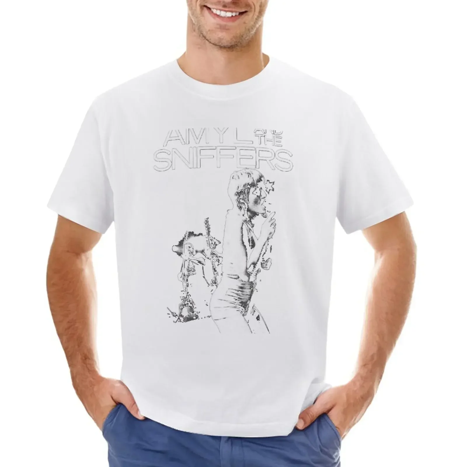 

vintage clothes summer top mens tall t shirts AMYL AND THE SNIFFERS T-Shirt 2024 Summer vintage funny Short Sleeve tops