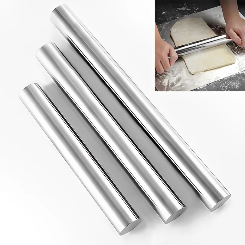 1piece 3 Sizes Tapered Useful Anti Deformed Kitchen Rolling Pin Stainless Steel Cookie Rolling Pin Polished for Home