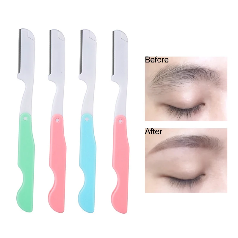 1pcs Random Color Eyebrow Trimmer Foldable Facial Hair Remover Razor Shaver Women Makeup Eye Brow Shaper Blades Beauty Tools