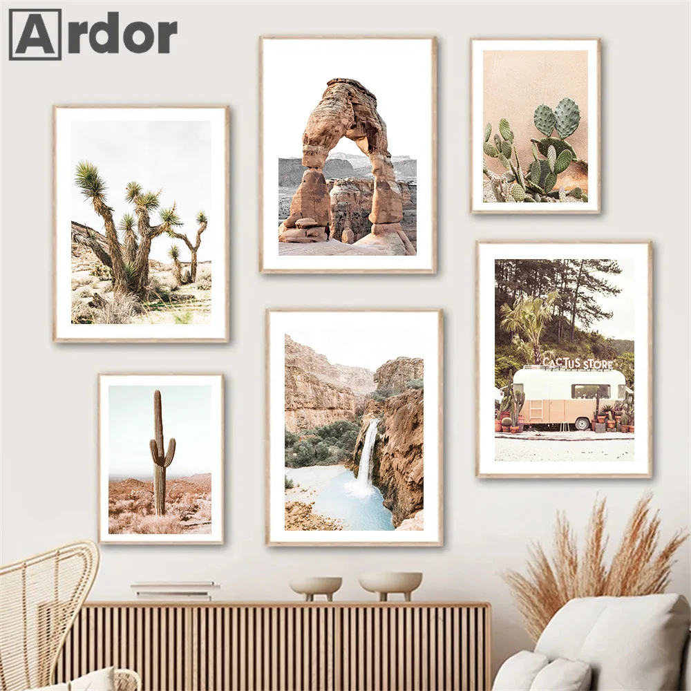 Saguaro Cactus Poster Desert Joshua Tree Canvas Painting Nature Landscape Wall Art Print Pictures Living Room Home Decoration