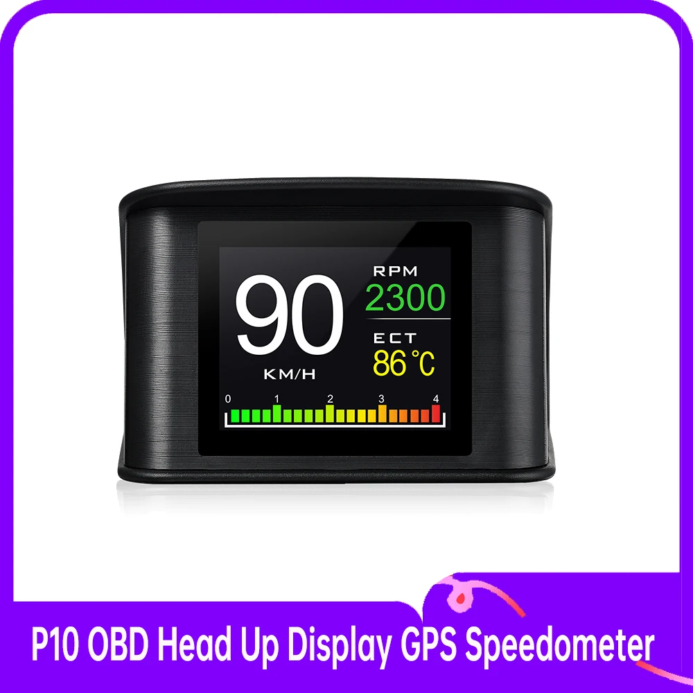 Universal P10 Head Up Display GPS Speedometer OBD Smart Digital Overspeed Alarm Engine Fault Code Car Navigator Car Safely