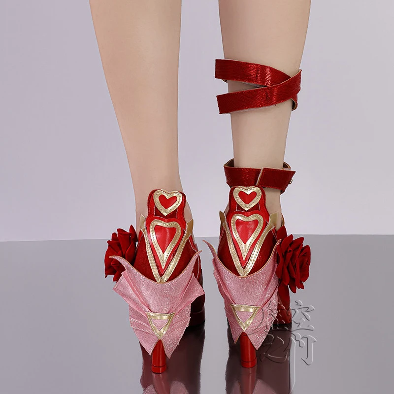 لعبة هونكاي إمباكت 3 إليسيا التأثيرية أحذية النساء لوليتا الأحمر الوردي أحذية عالية الكعب حفلة تنكرية كرنفال زي فستان الزفاف