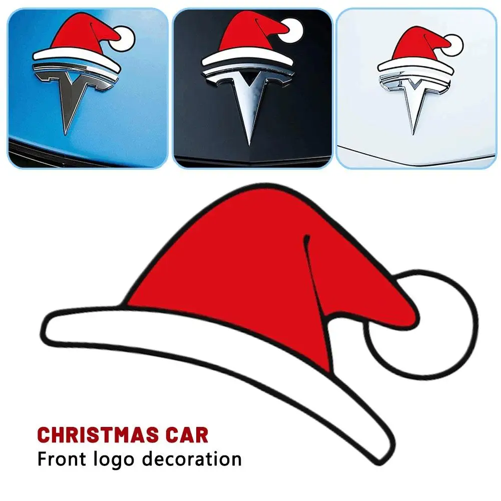 

Christmas Car For Tesla Front Emblem Decoration Creative Sticker Glass Window Decoration Sticker Car Accessories 1pcs/5pcs/10pcs