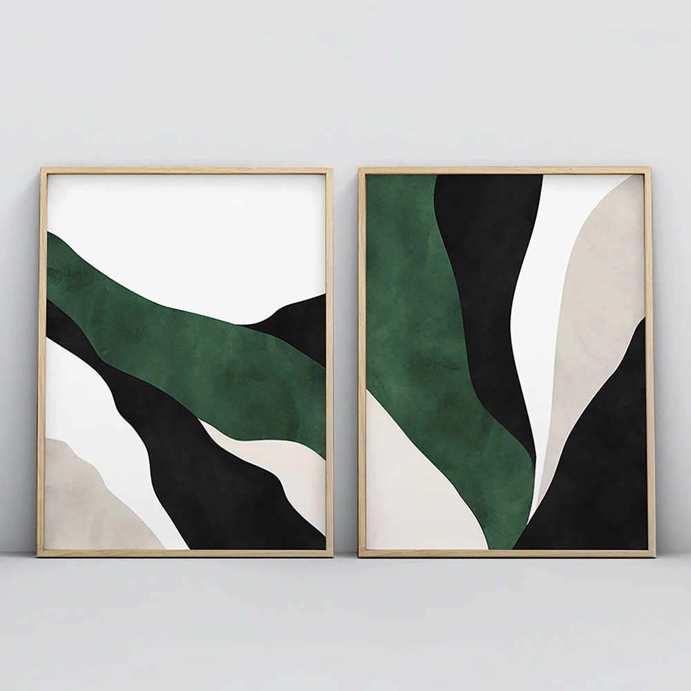 Modern Abstract Emerald Jewel Green Lines Color Block Posters Prints Canvas Paintings Minimalist Wall Art Picture Bedroom Decor