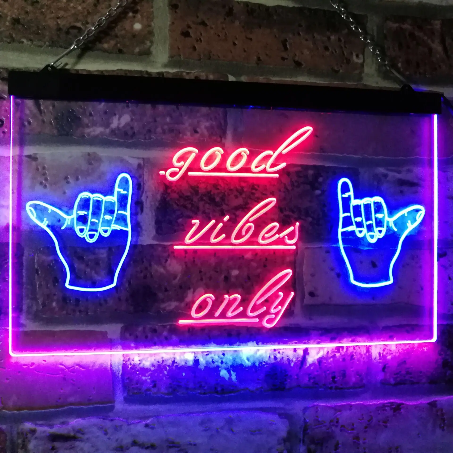 Good Vibes Only Hands Party Dance Disco Decoration Dual-color LED Neon Sign st6-i3077