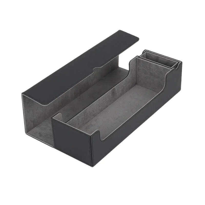 ~ صندوق مكتب 450 بطاقة صندوق مكتب بطاقة صندوق تخزين صندوق سطح السفينة المغناطيسي بولي Leather صندوق سطح السفينة من الجلد لألعاب بطاقة التداول #4