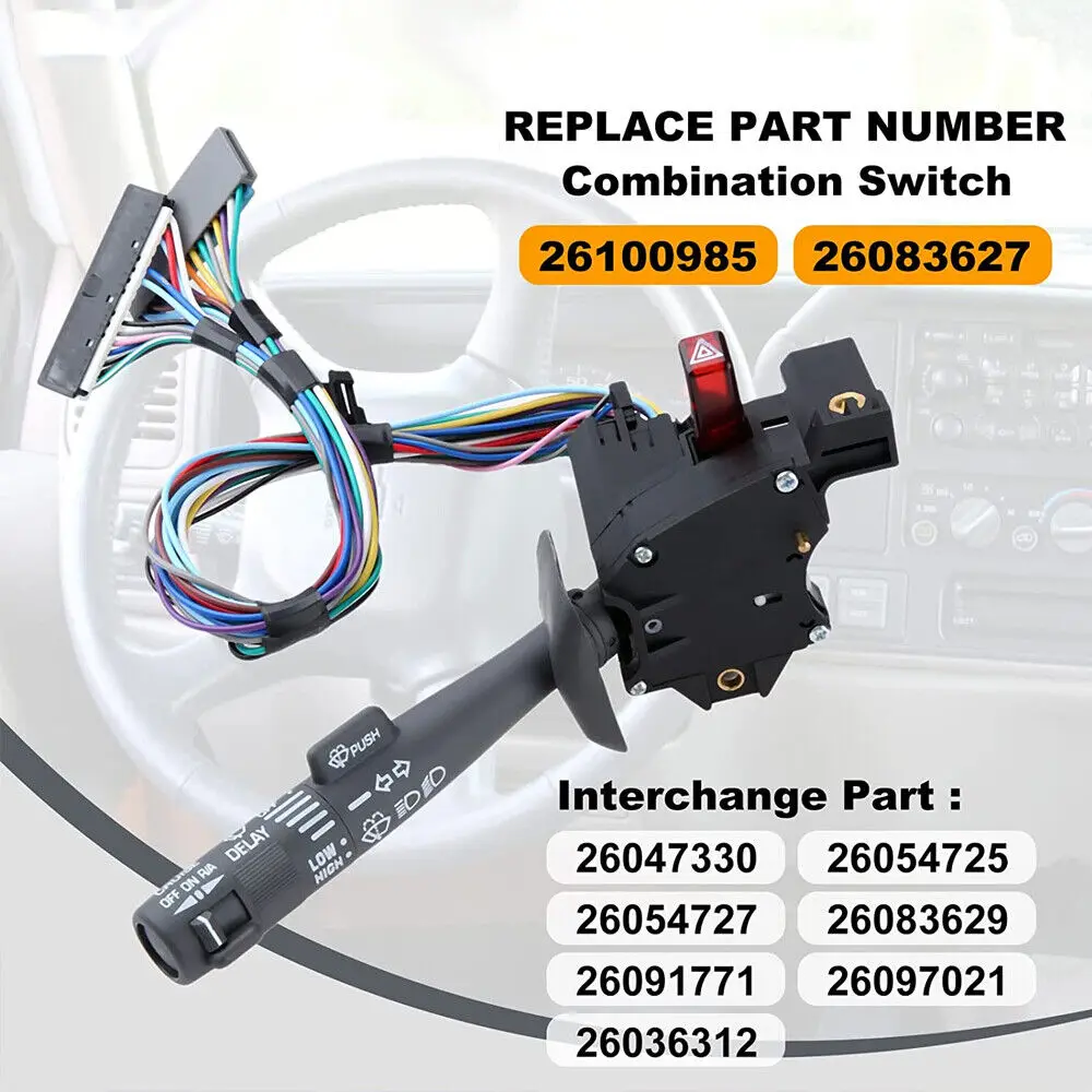 

Multi-Function Combination Windshield Wiper Arm Turn Signal Lever Switch For Chevy Tahoe Suburban Blazer GMC 26100985 26083627