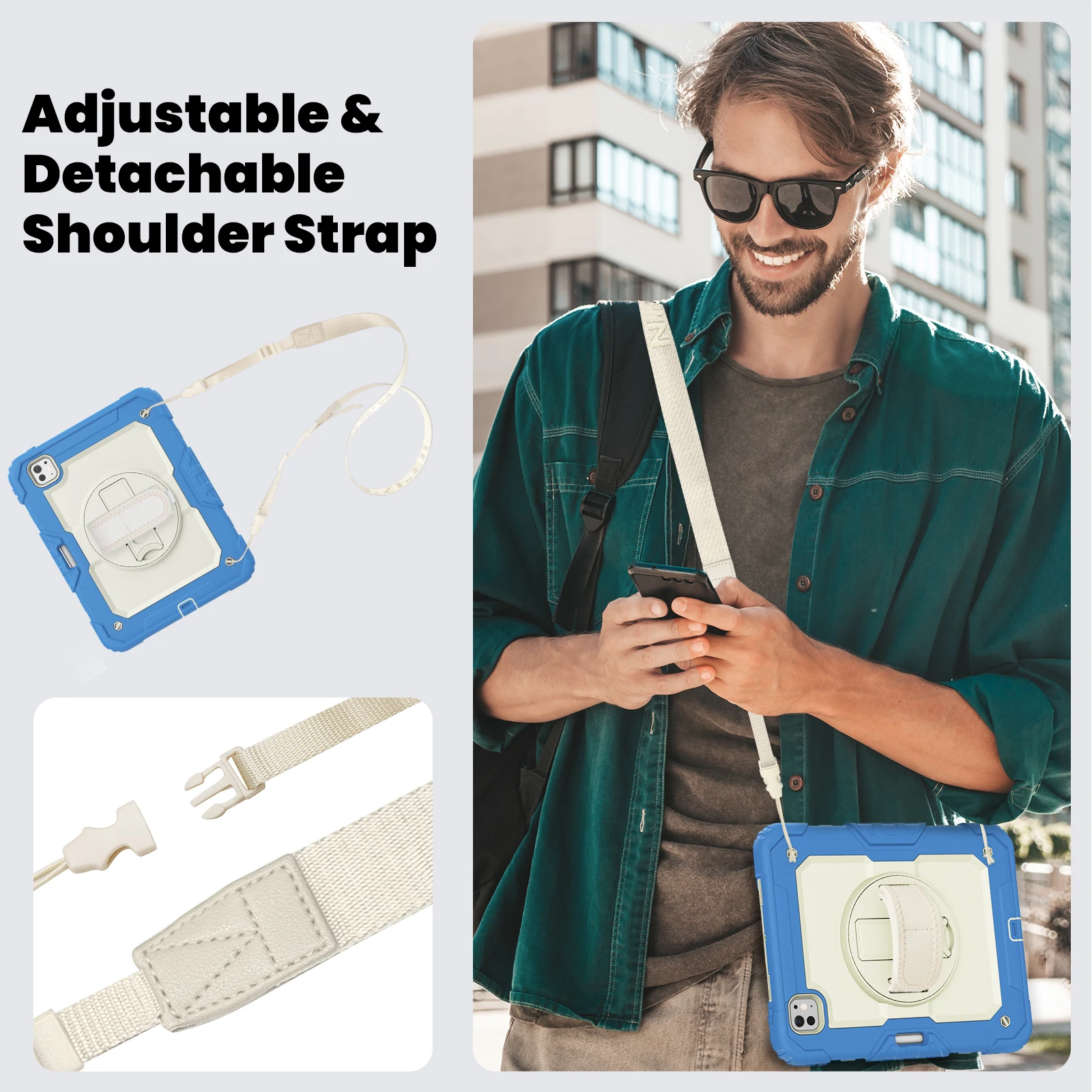 With Screen Protector Hybrid Case For iPad Pro 11 2025 M5 2024 M4 A3357 A3358 A3359 A2836 A2837 A3006 Rotating Stand Armor Cover