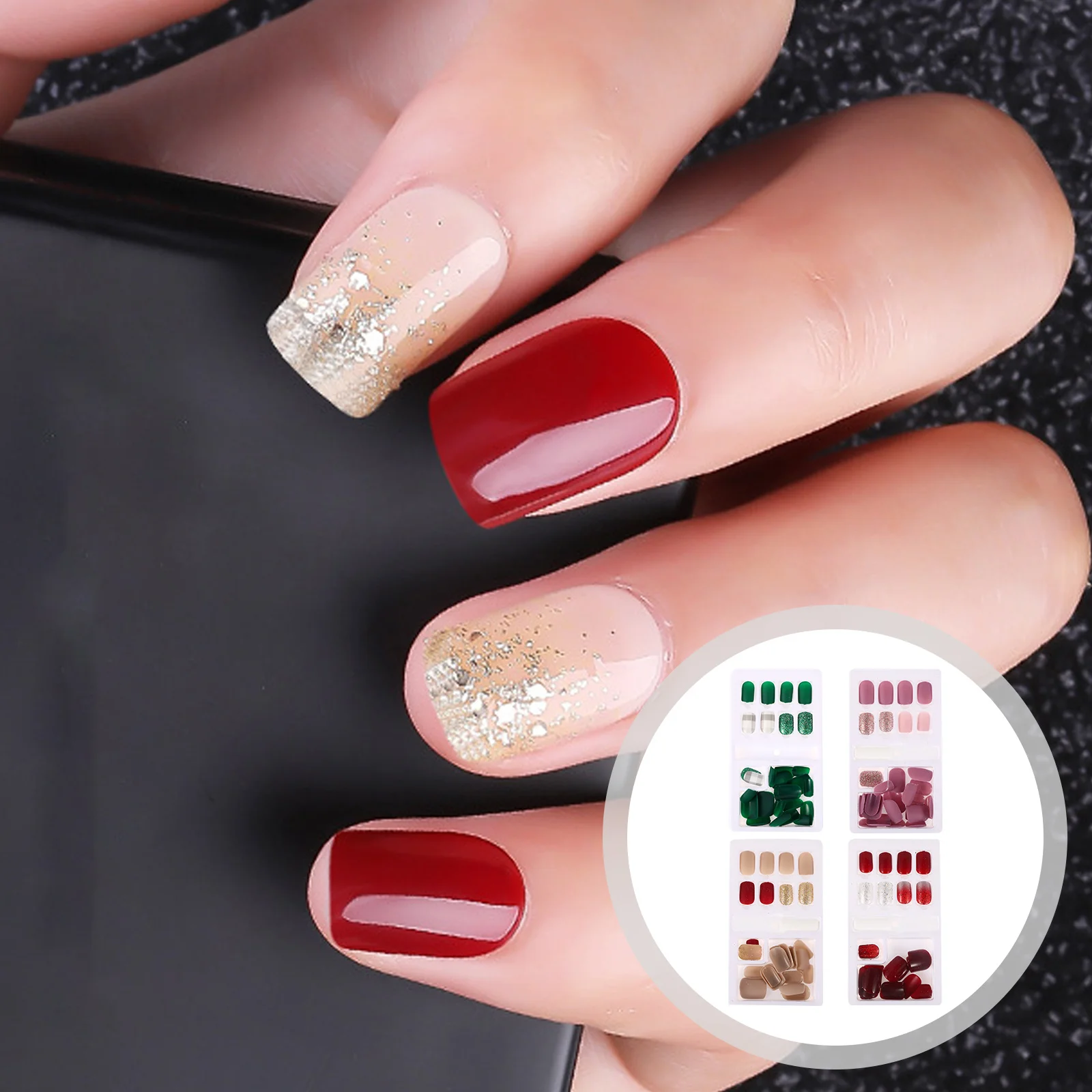 

4Packs Fake Nail Tips Matte Short Full Cover Artificial Manicure Nails DIY Home Salon Wedding Prom Nail Art Design Pieces