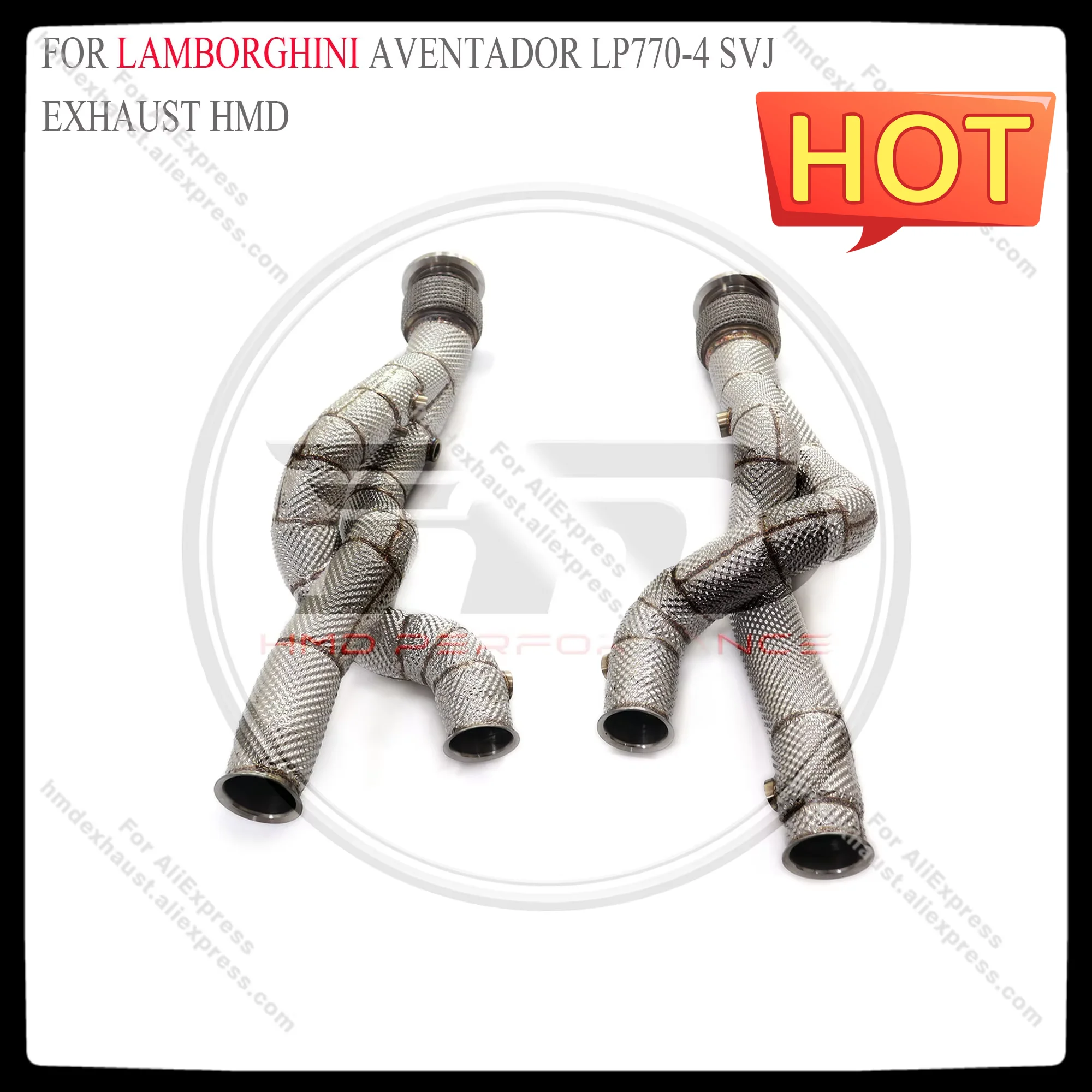 HMD Car Accessories Exhaust System High Flow Performance Downpipe for Lamborghini Aventador LP770-4 SVJ 6.5L With Heat shield