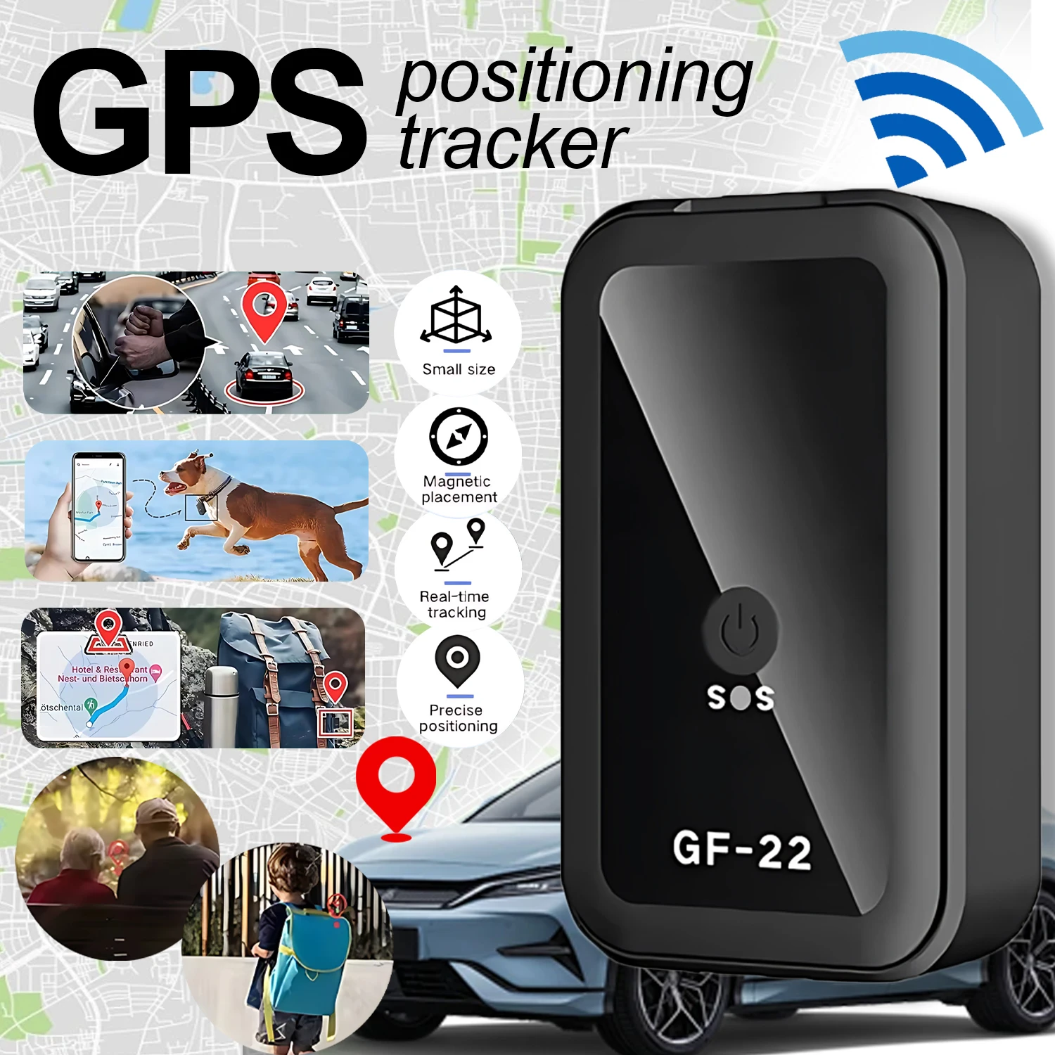 

GF-22 Tracker Mini Car GPS Locator Anti-Lost Recording Tracking Device With Voice Control Phone Wifi + LBS + AGP Position 2025