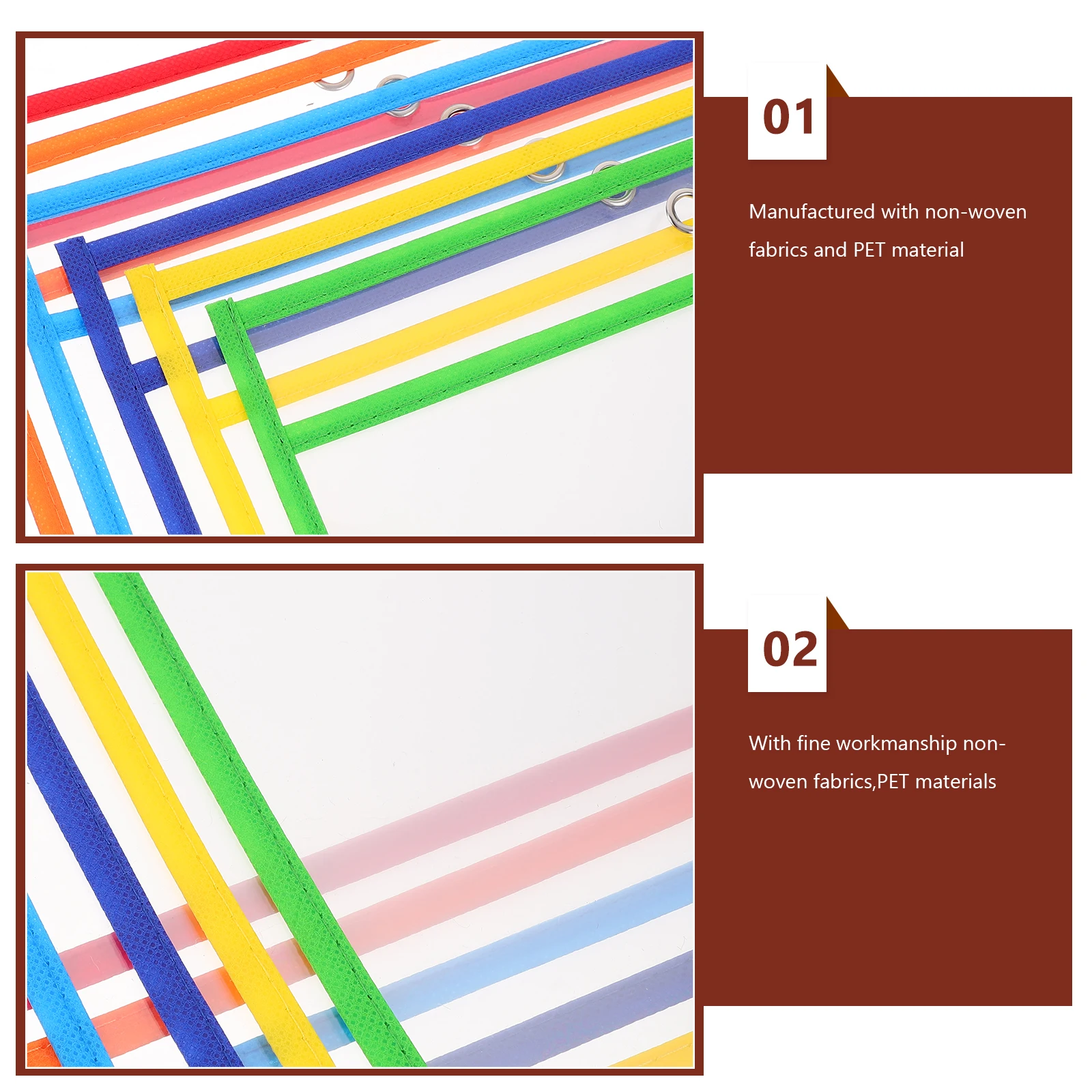 

6pcs Transparent File Holder Seal Document Sleeve Protector Non-Woven Pet Material Office Study Use Portable Paper