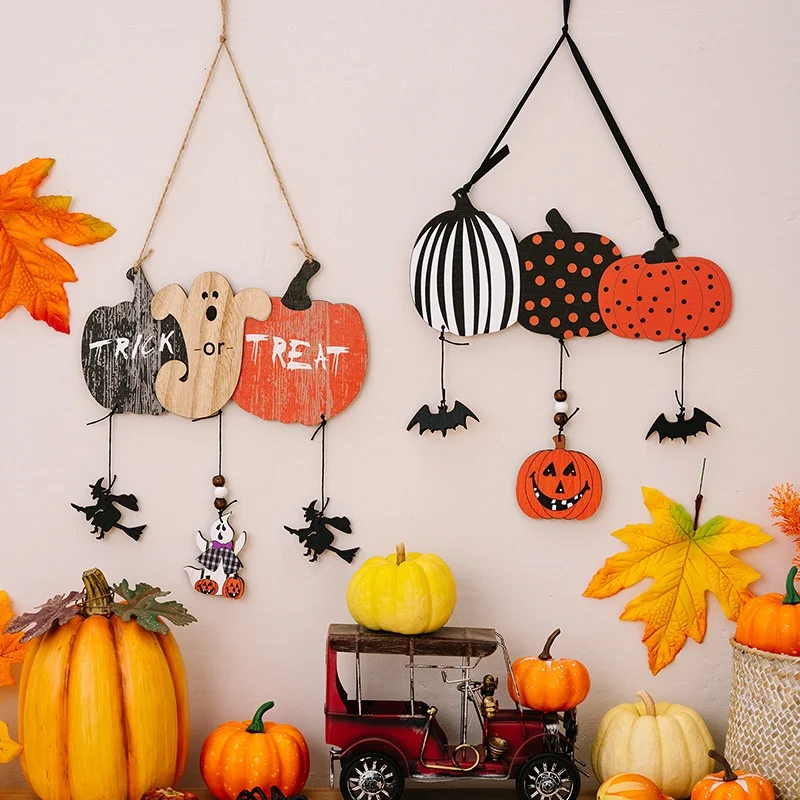 Halloween Day Wooden Pumpkin Door Hanging Background Decorations Festival Revel Scene Atmosphere Layout Property Article For Use