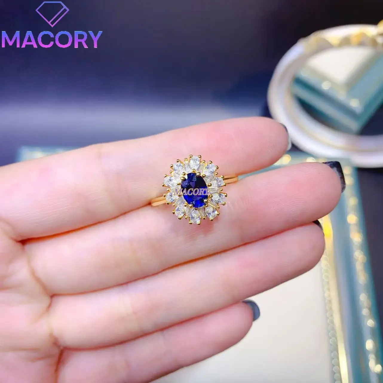 

Кольцо с сапфиром из стерлингового серебра 925 пробы для женщин, классическая новая мода, выбранный фестиваль подарок с сертификатом