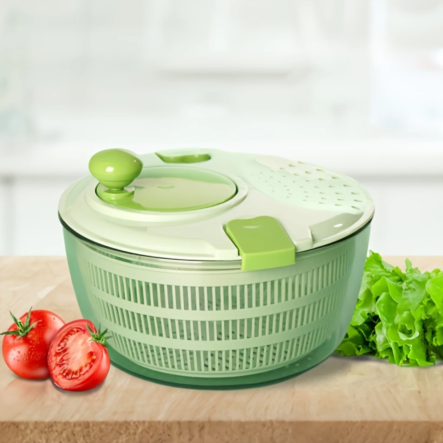 Vegetable and Fruit Dryer Basket - Quickly Dries and Spins for Freshness, Gentle Washing, and Easy Draining - Essential Kitchen 