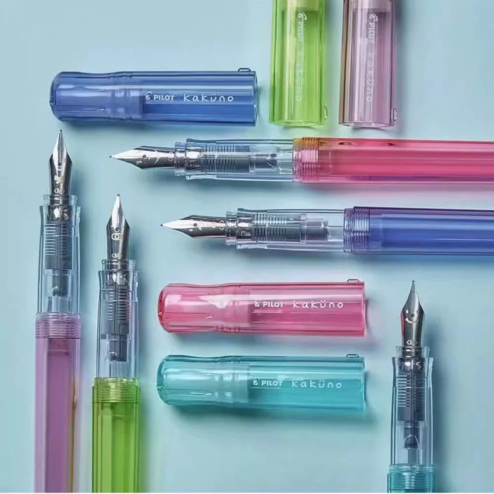 PILOT Cute Transparent Color Fountain Pen Kakuno Family Series Kawaii Smiling Face Calligraphy Pen Writing Stationery Gifts Pen