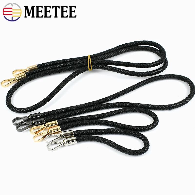 

1/2Pcs 30-120cm PU Leather Rope with Metal Buckles Bag Straps Woven Strap Handbag Chain Replace Handle Cord DIY Crafts Materials