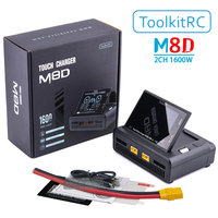 ToolkitRC Charger M8D Touch Screen 2-Channel 800W 1600W 1-6S 7S 8S Lithium Battery Remote Control Toy Drone FPV Fast Charging