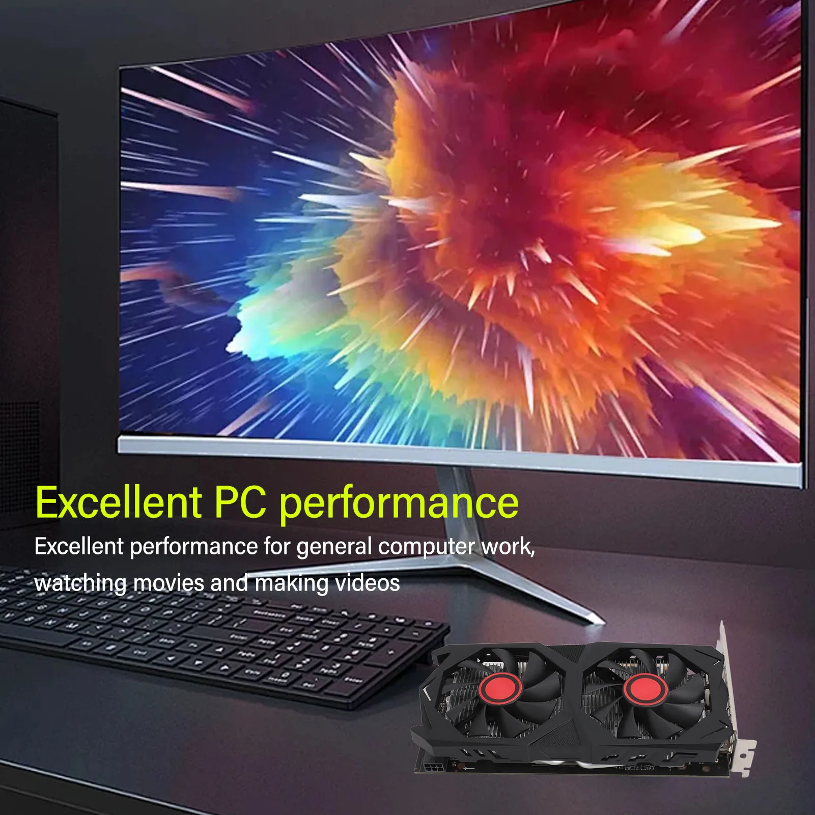 

RX580 8GB GDDR5 256BIT Graphics Card PCI Express Gaming Graphics Card Stable Performance Efficient Dual Fan Quiet for Computer