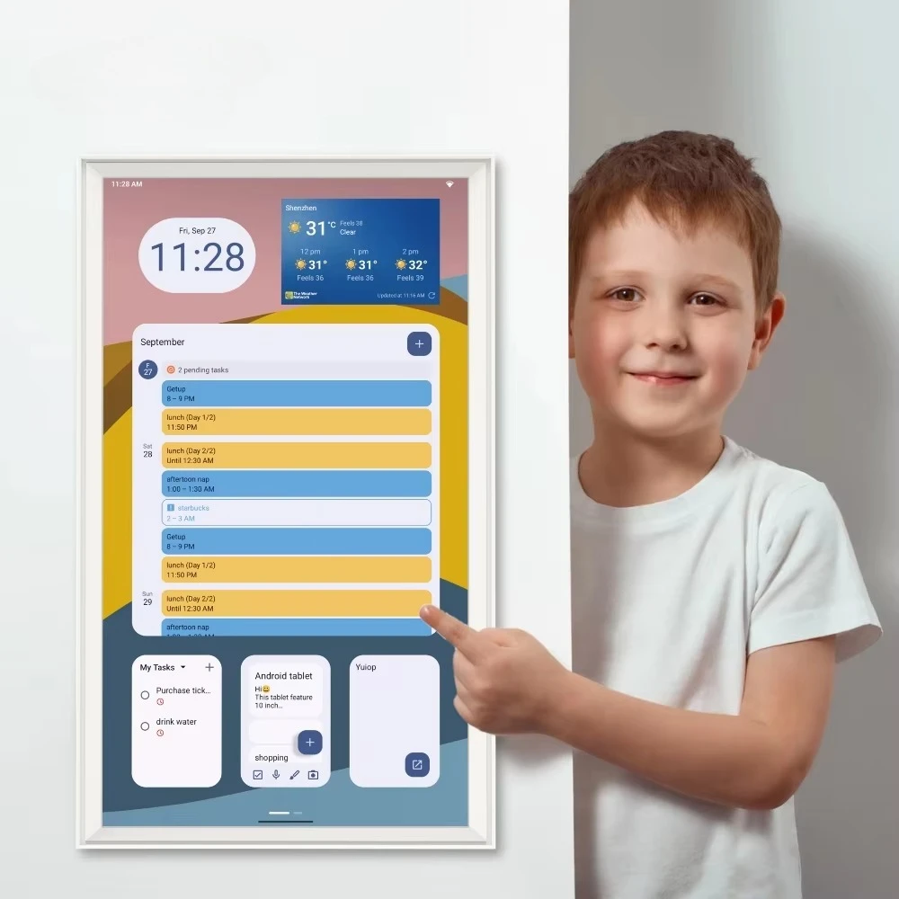 Wall Mounted Smart Digital Calendar Touch Screen Display, Family Schedule Calendar & Commercial Advertising Digital Signage