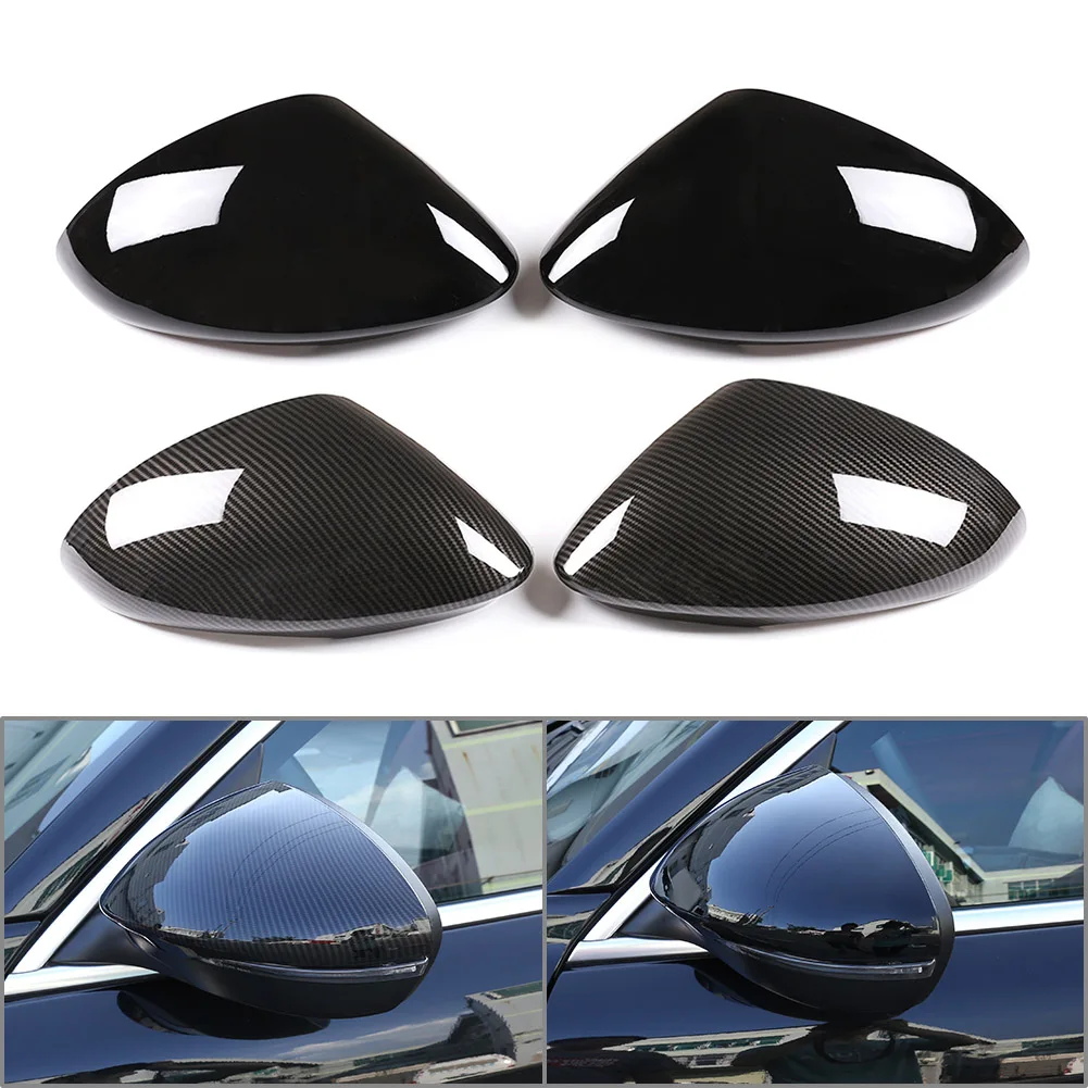 

1Pair Car Side Rearview Mirror Caps Cover For Alfa Romeo Stelvio 2017 2018 2019 2020 2021 2022 Glossy Black/Carbon Fiber