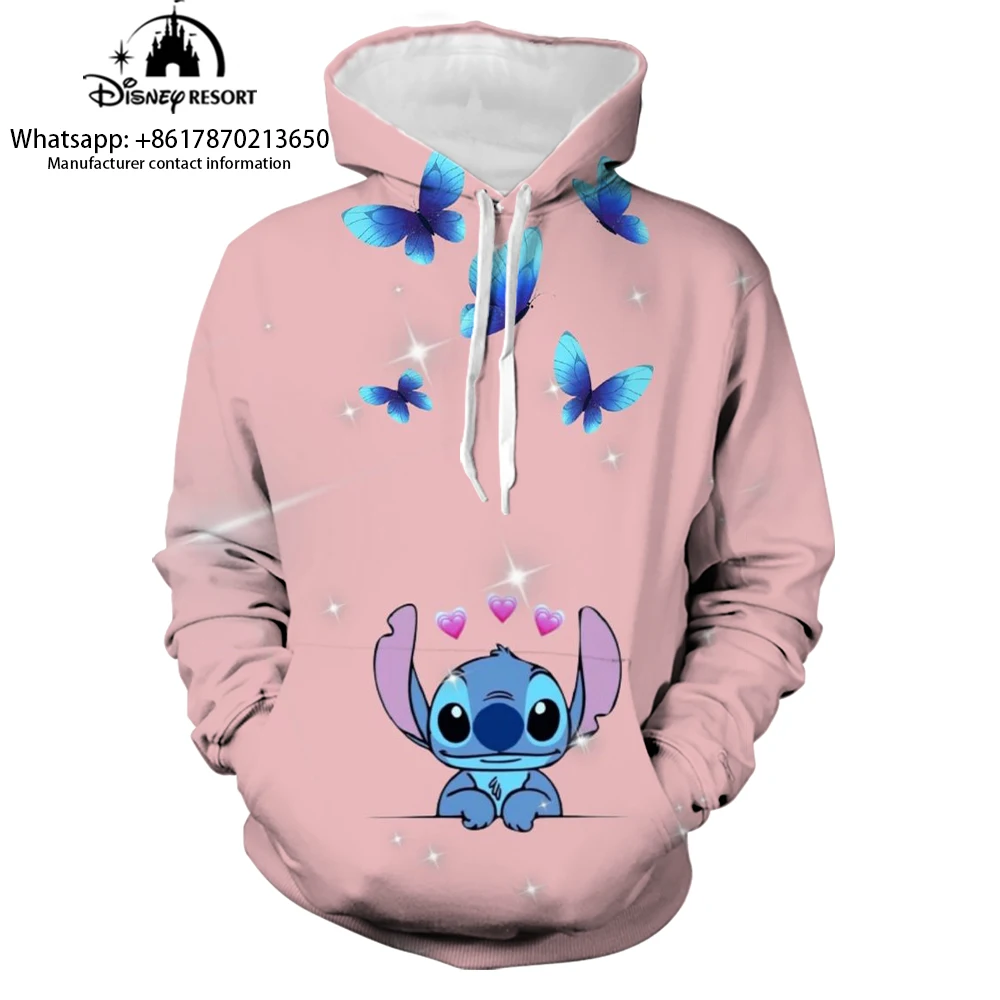 

2024 Fashion Unisex Spring New 3D Printed Kids Hoodie Cartoon Lilo and Stitch Women's Tops Street Style Casual Hoodie y2k